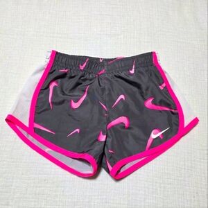 Nike Shorts Baby Girls 2T Gray Pink All Over Print Swoosh Lined Dri Fit Casual